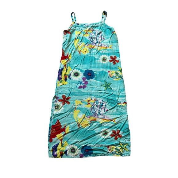 Planet Fish dress, size women's medium; Vintage; Flowers & fish design; hawaiian - Picture 1 of 9
